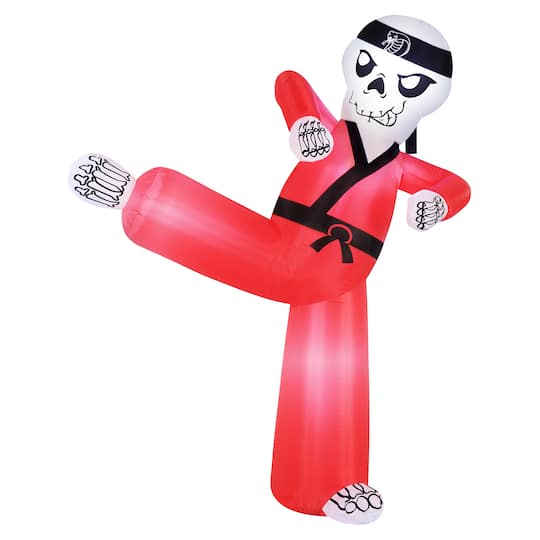 6.5ft. Inflatable Halloween Light Up Karate Skeleton